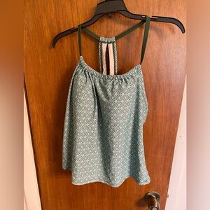 Teal & black pattern tankini top from Kona Sol, size 14W, GUC